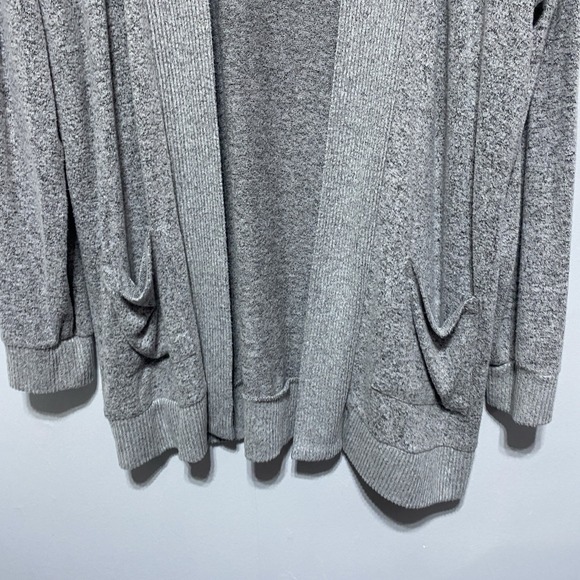 Market Spruce Cardigan Womens XL Gray Heathered Super Soft Stretch Pockets Open - Picture 3 of 9